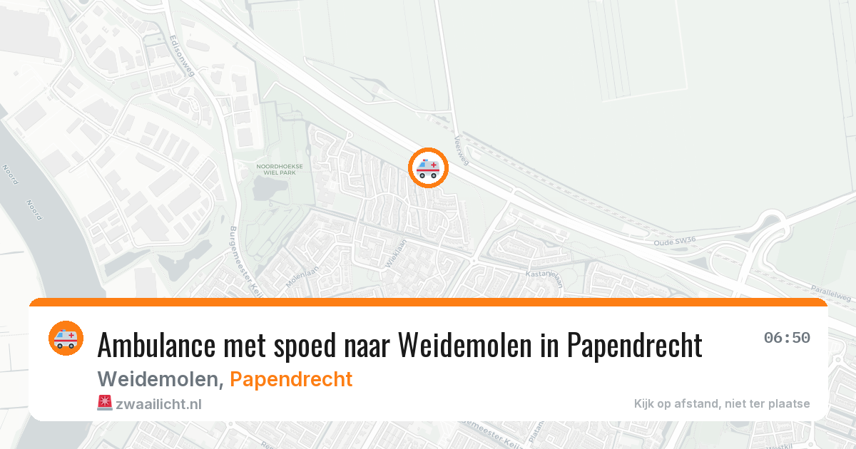 Ambulance met spoed naar Weidemolen in Papendrecht — 14 aug 2026