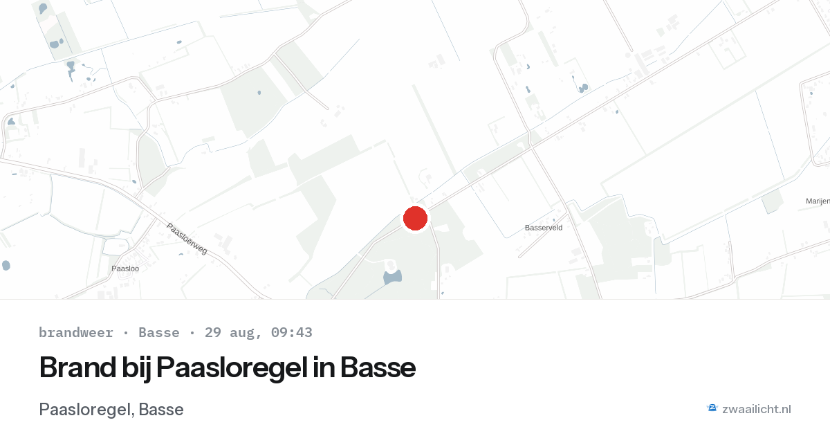 Brand bij Paasloregel in Basse — 29 aug 2026