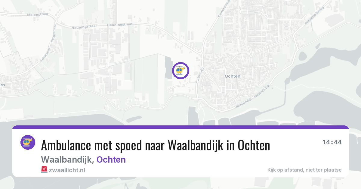 Ambulance met spoed naar Waalbandijk in Ochten — 21 jun 2026