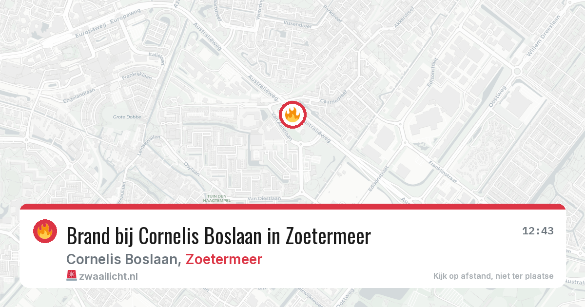 Brand bij Cornelis Boslaan in Zoetermeer — 7 jul 2026