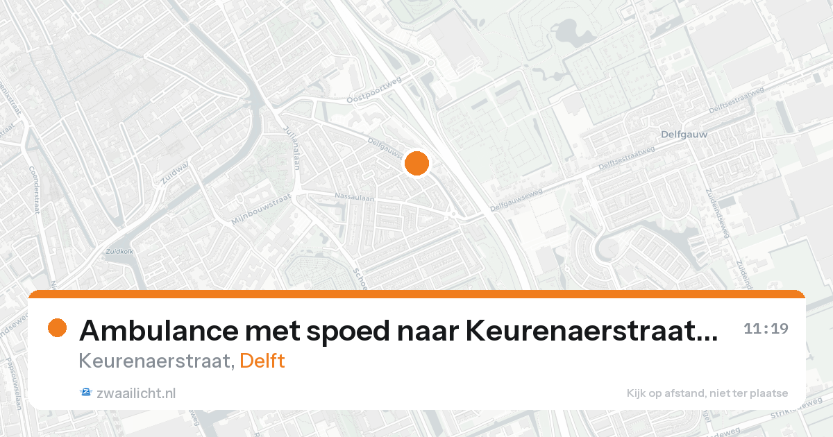 Ambulance met spoed naar Keurenaerstraat in Delft — 15 aug 2026