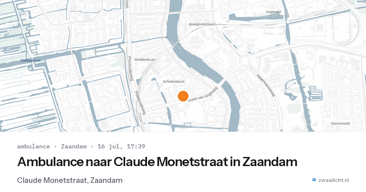 Ambulance naar Claude Monetstraat in Zaandam — 16 jul 2026