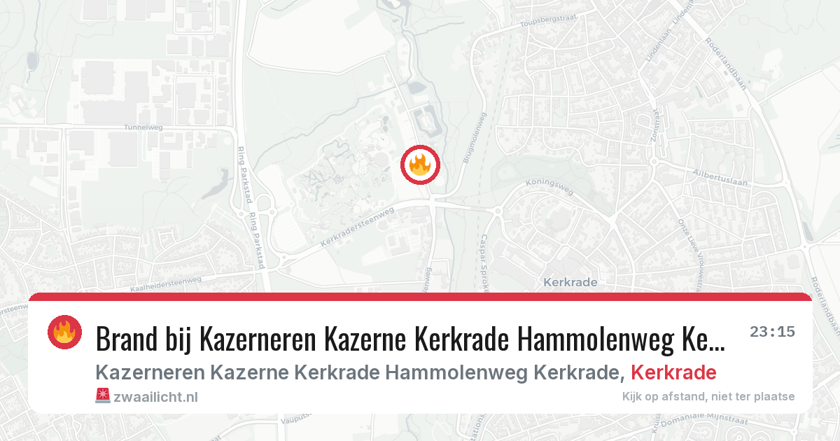 Brand bij Kazerneren Kazerne Kerkrade Hammolenweg Kerkrade in Kerkrade — 3 aug 2026