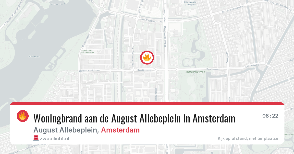 Woningbrand aan de August Allebeplein in Amsterdam — 27 jun 2026