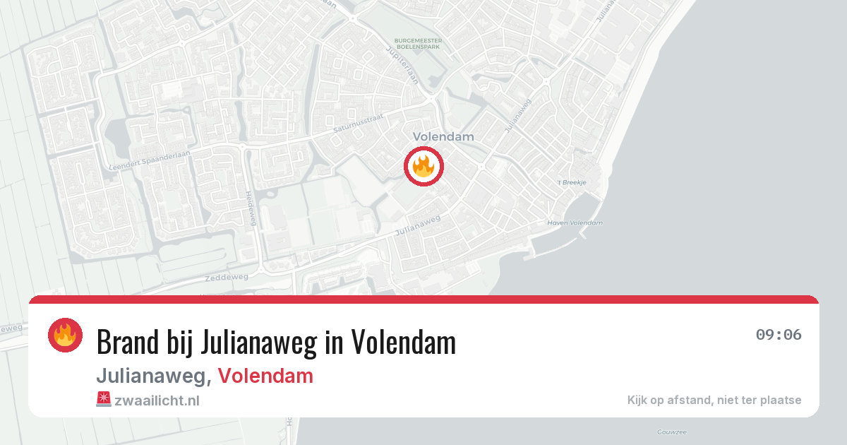 Brand bij Julianaweg in Volendam — 15 jul 2026