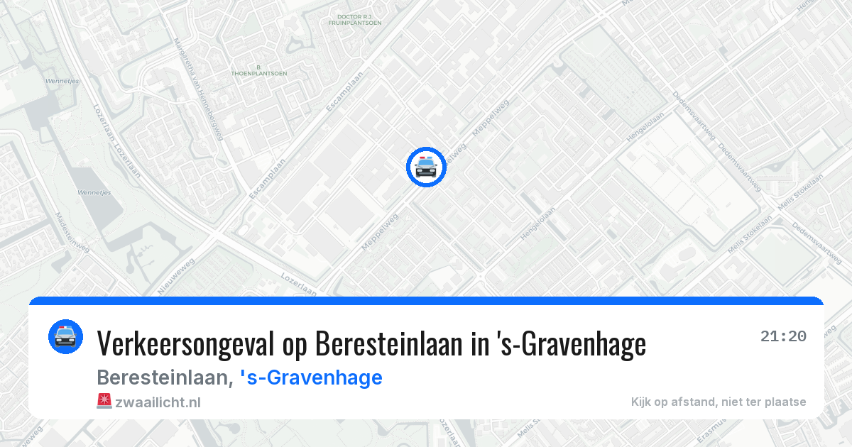 Verkeersongeval op Beresteinlaan in 's-Gravenhage — 26 mei 2026