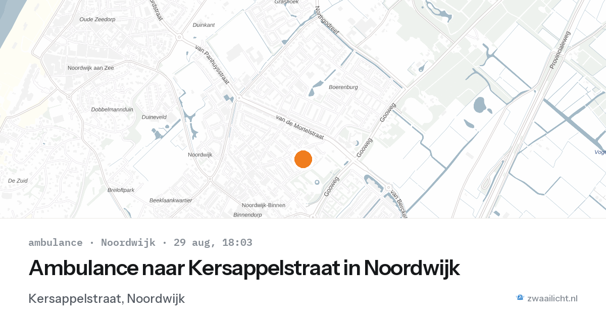 Ambulance naar Kersappelstraat in Noordwijk — 29 aug 2026