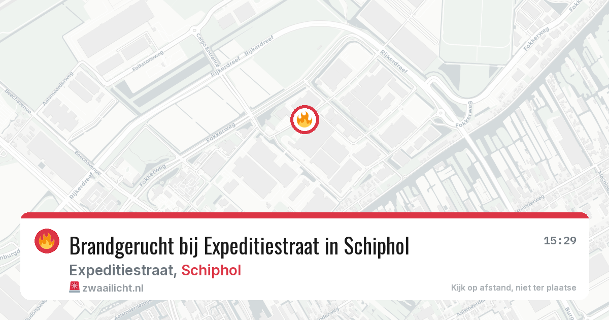 Brandgerucht bij Expeditiestraat in Schiphol — 5 aug 2026