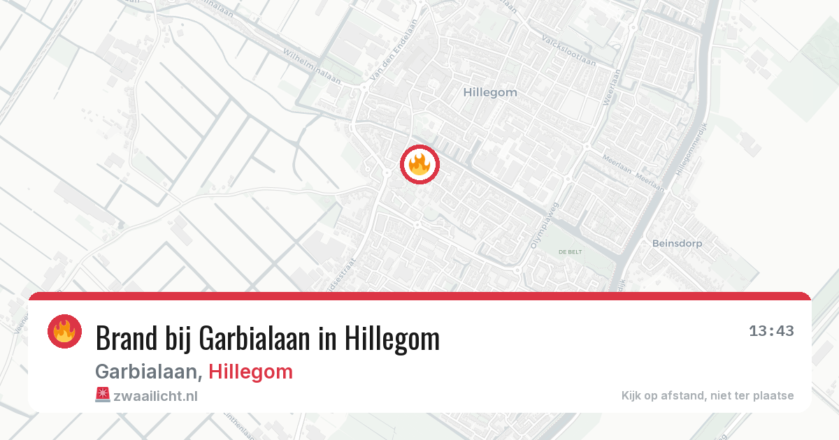 Brand bij Garbialaan in Hillegom — 28 jul 2026