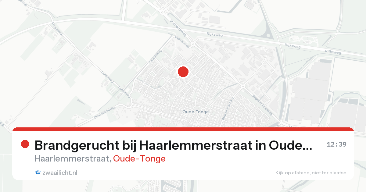 Brandgerucht bij Haarlemmerstraat in Oude-Tonge — 19 aug 2026