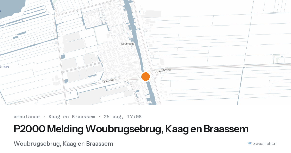 P2000 Melding Woubrugsebrug, Kaag en Braassem — 25 aug 2026