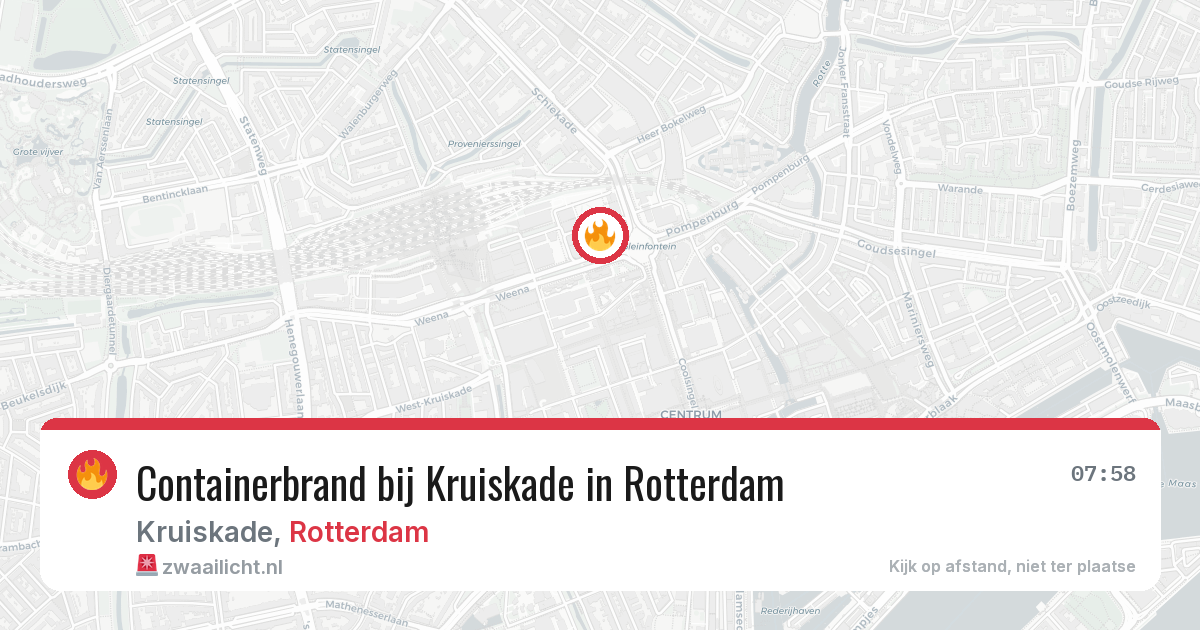 Containerbrand bij Kruiskade in Rotterdam — 29 apr 2026