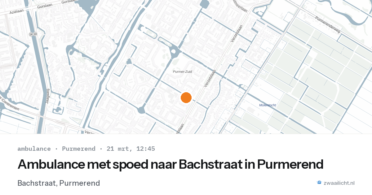 Ambulance met spoed naar Bachstraat in Purmerend — 21 mrt 2026