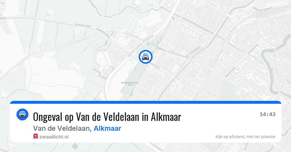 Ongeval op Van de Veldelaan in Alkmaar — 5 jul 2026