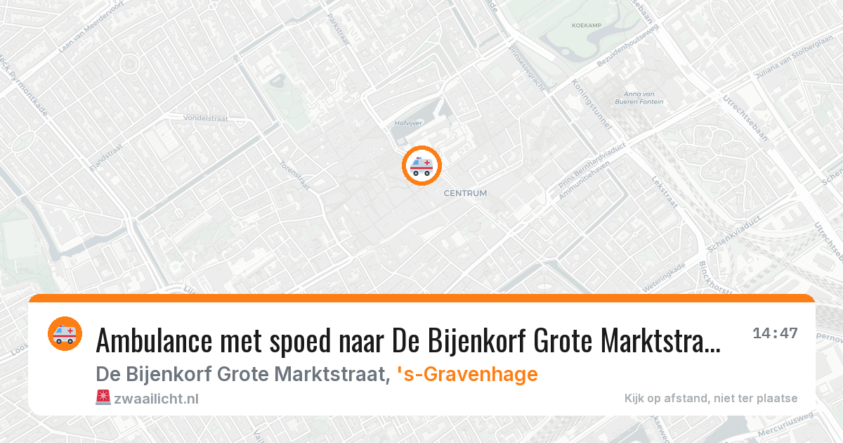 Ambulance met spoed naar De Bijenkorf Grote Marktstraat in 's-Gravenhage — 3 feb 2026