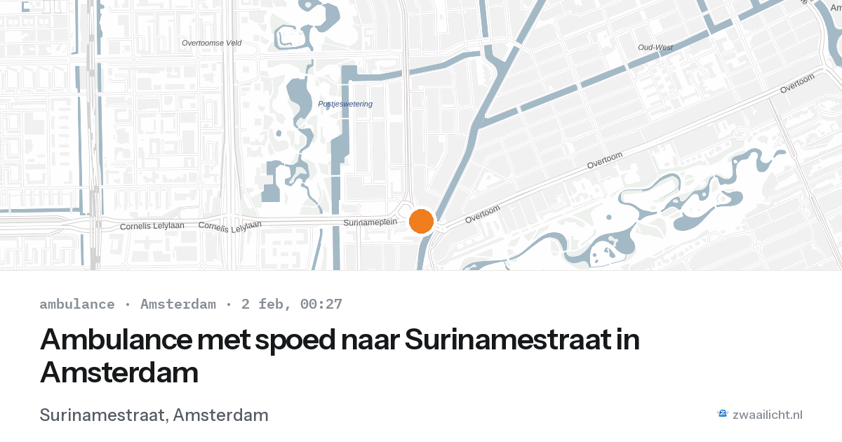 Ambulance met spoed naar Surinamestraat in Amsterdam — 1 feb 2026