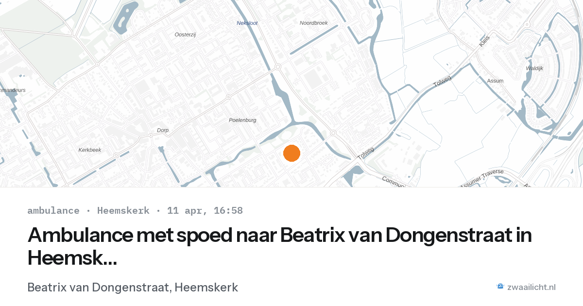 Ambulance met spoed naar Beatrix van Dongenstraat in Heemskerk — 11 apr 2026