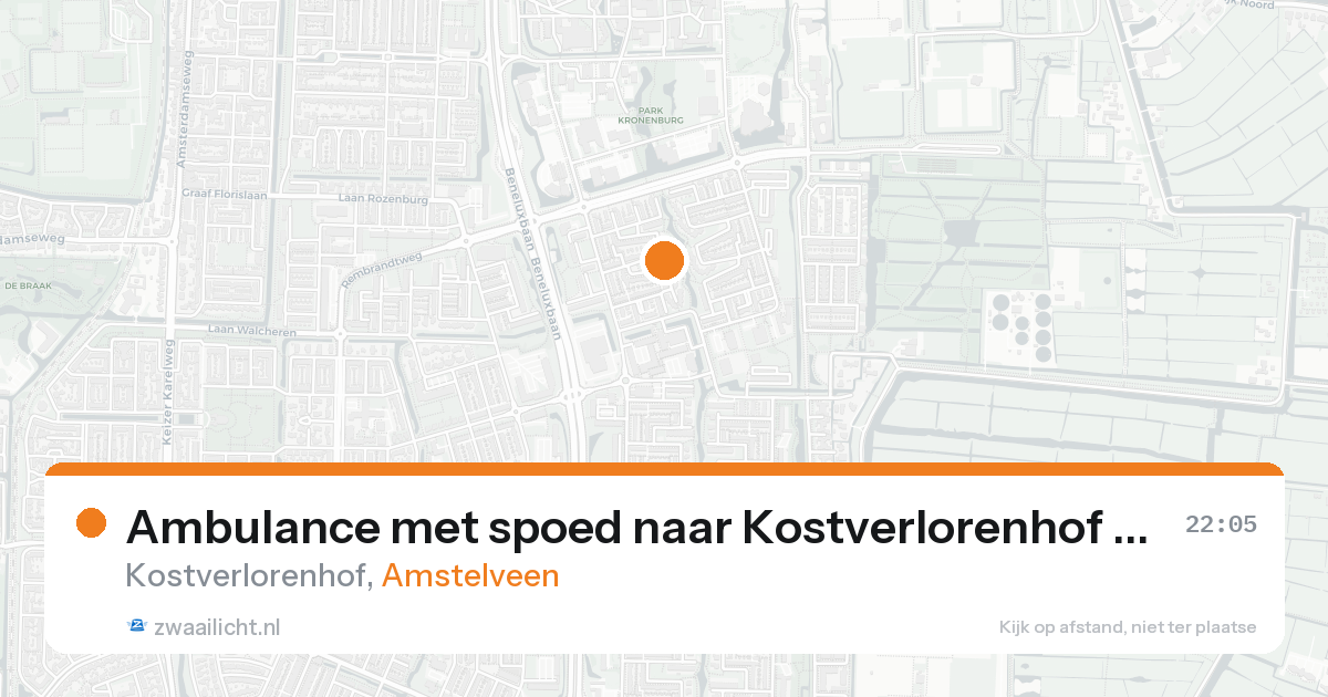 Ambulance met spoed naar Kostverlorenhof in Amstelveen — 21 aug 2026