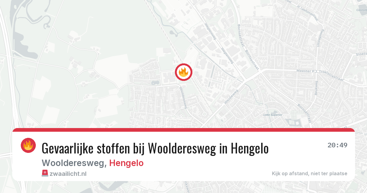 Gevaarlijke stoffen bij Woolderesweg in Hengelo — 16 jun 2026