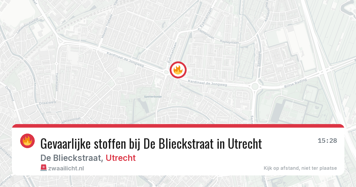Gevaarlijke stoffen bij De Blieckstraat in Utrecht — 27 jul 2026
