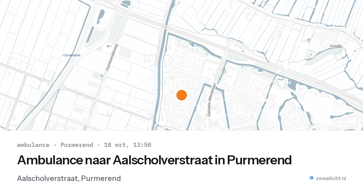 Ambulance naar Aalscholverstraat in Purmerend — 18 mrt 2026