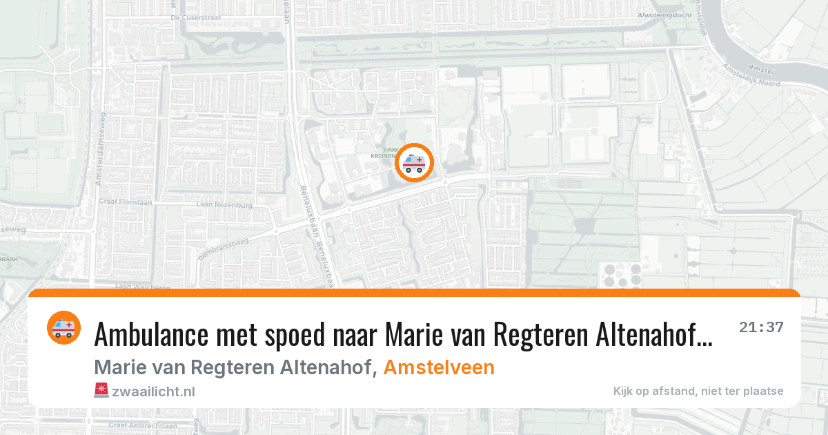 Ambulance met spoed naar Marie van Regteren Altenahof in Amstelveen — 9 apr 2026