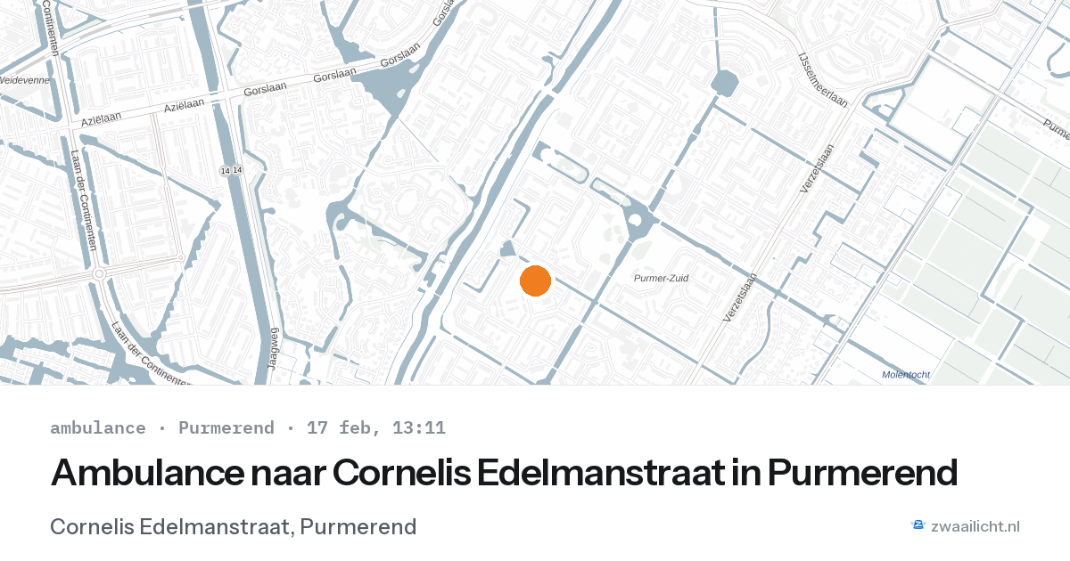 Ambulance naar Cornelis Edelmanstraat in Purmerend — 17 feb 2026