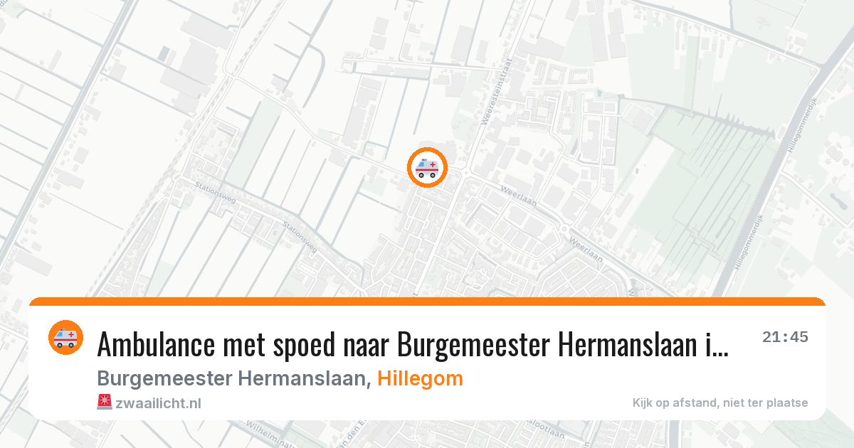 Ambulance met spoed naar Burgemeester Hermanslaan in Hillegom — 29 jun 2026