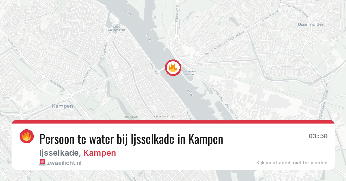 Persoon te water bij Ijsselkade in Kampen — 24 mei 2026