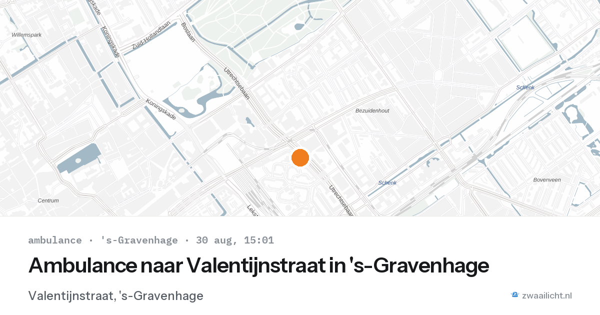 Ambulance naar Valentijnstraat in 's-Gravenhage — 30 aug 2026