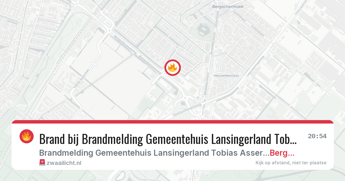 Brand bij Brandmelding Gemeentehuis Lansingerland Tobias Asserlaan Bergschenhoek in Bergschenhoek — 19 jul 2026