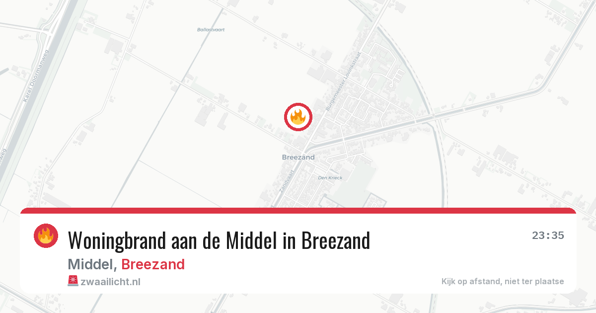 Woningbrand aan de Middel in Breezand — 19 jun 2026
