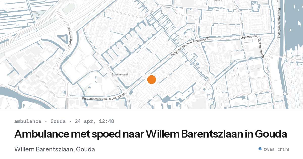 Ambulance met spoed naar Willem Barentszlaan in Gouda — 24 apr 2026