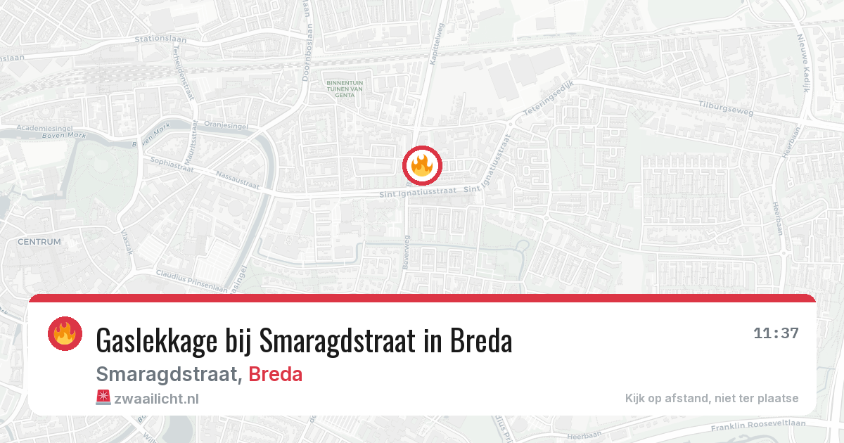 Gaslekkage bij Smaragdstraat in Breda — 11 aug 2026