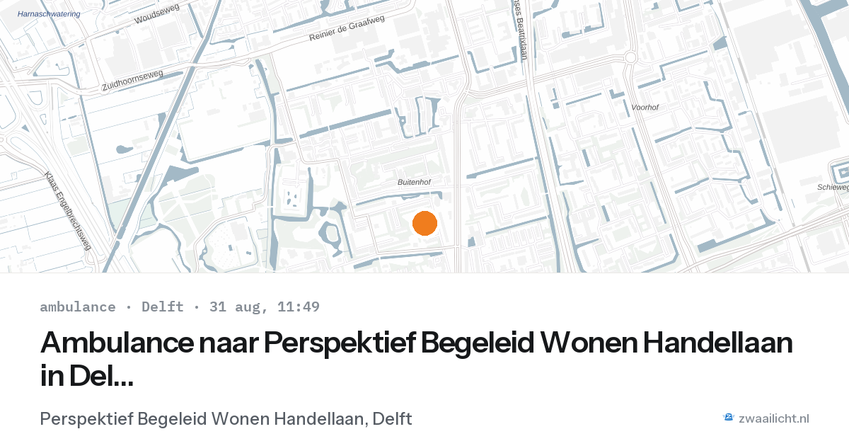 Ambulance naar Perspektief Begeleid Wonen Handellaan in Delft — 31 aug 2026