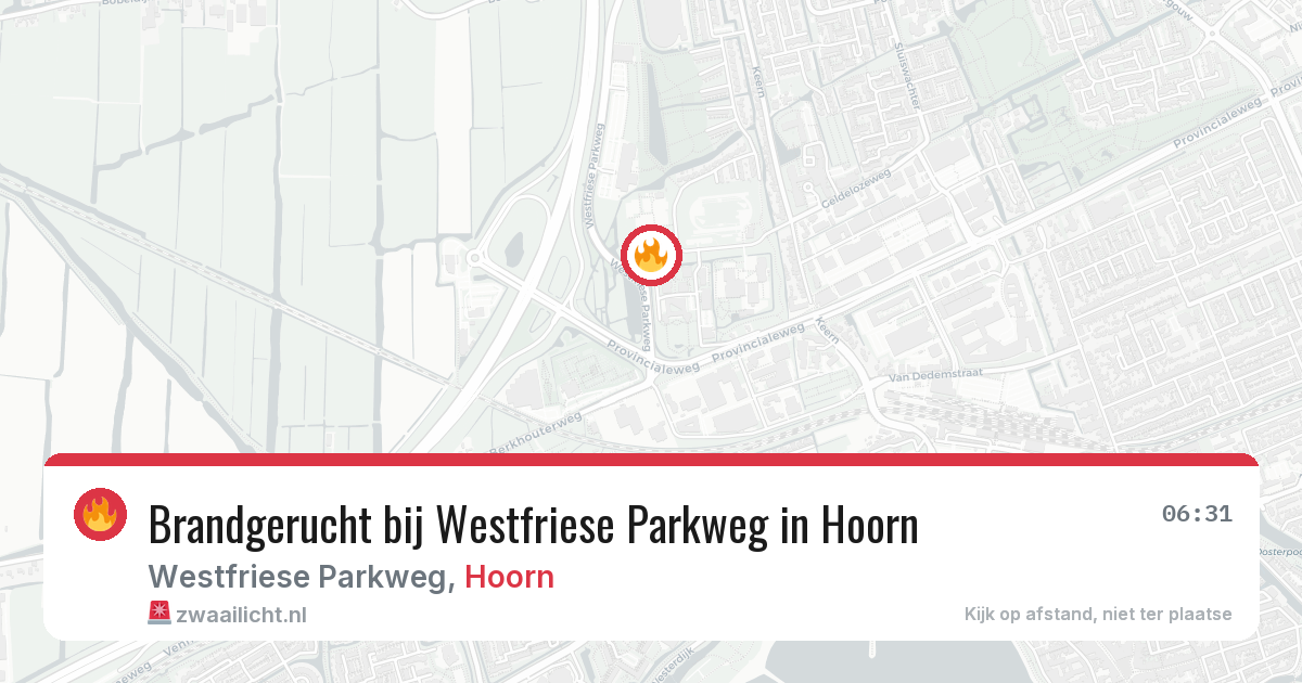 Brandgerucht bij Westfriese Parkweg in Hoorn — 15 mrt 2026