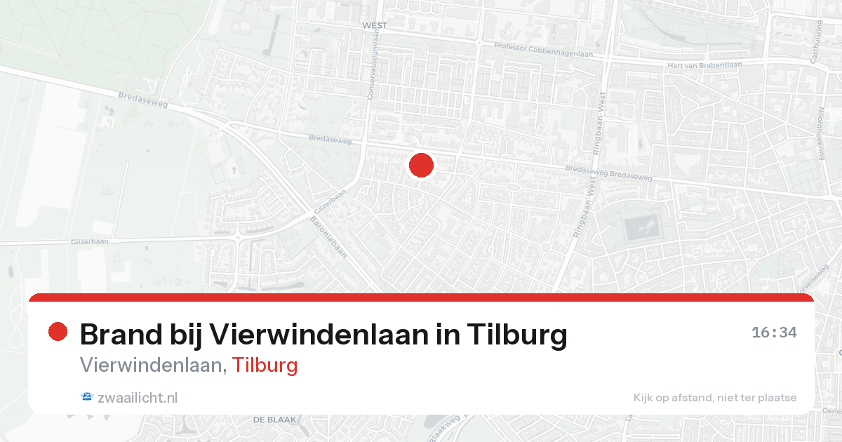 Brand bij Vierwindenlaan in Tilburg — 24 aug 2026