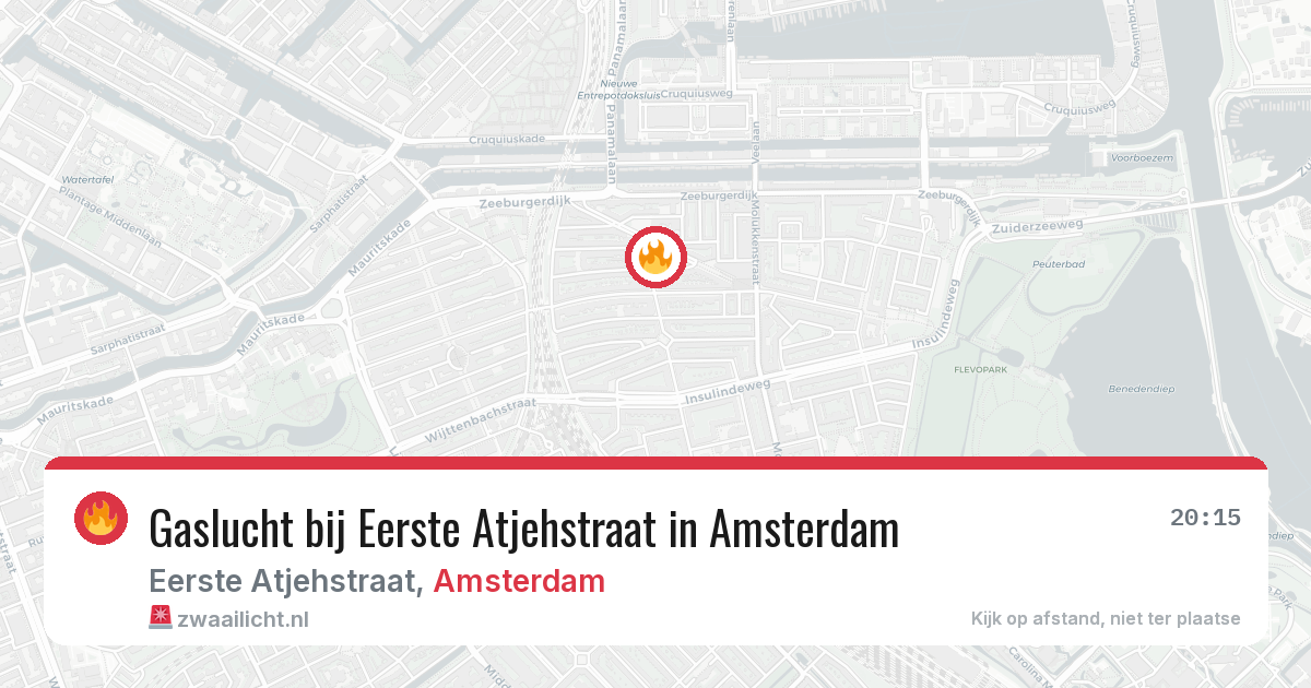Gaslucht bij Eerste Atjehstraat in Amsterdam — 6 aug 2026
