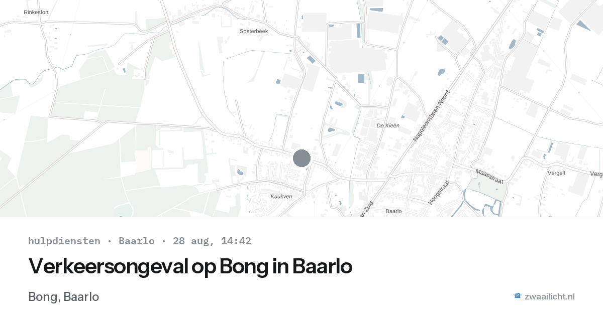 Verkeersongeval op Bong in Baarlo — 28 aug 2026