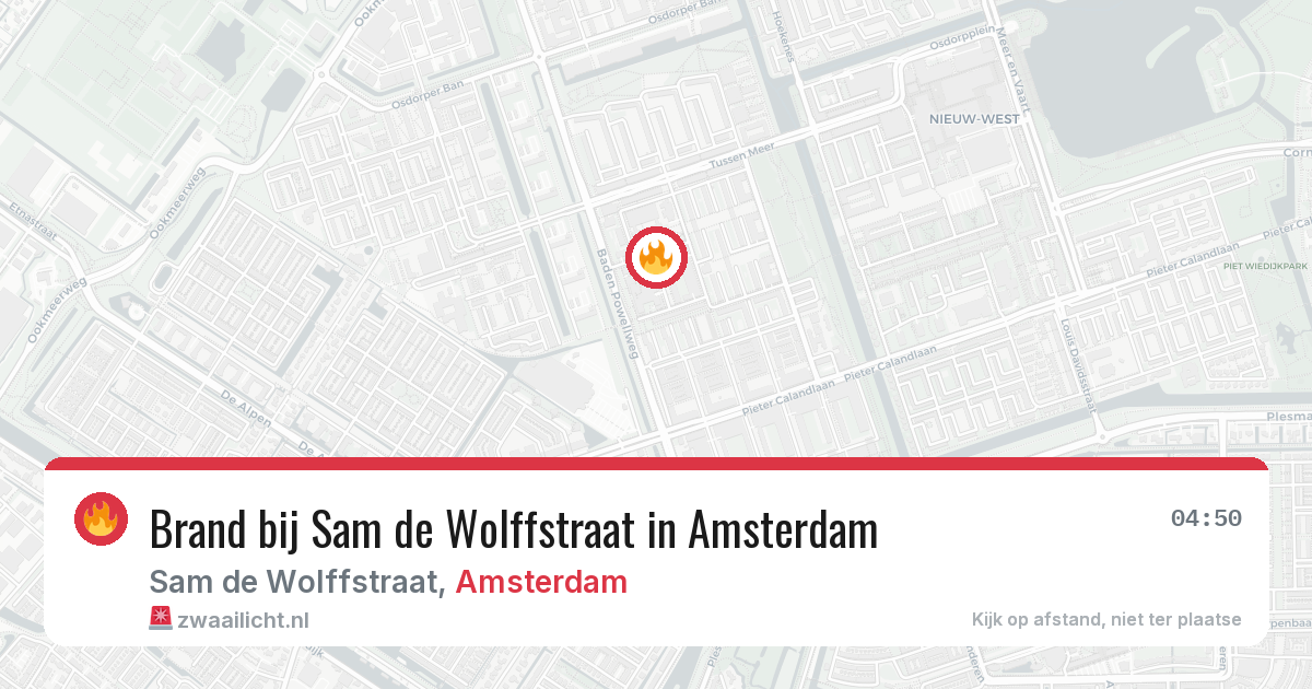 Brand bij Sam de Wolffstraat in Amsterdam — 4 apr 2026