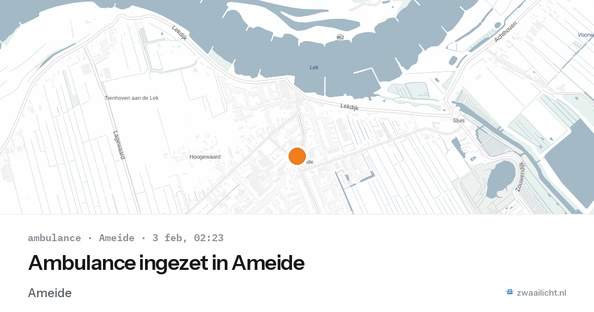 Ambulance ingezet in Ameide — 3 feb 2026