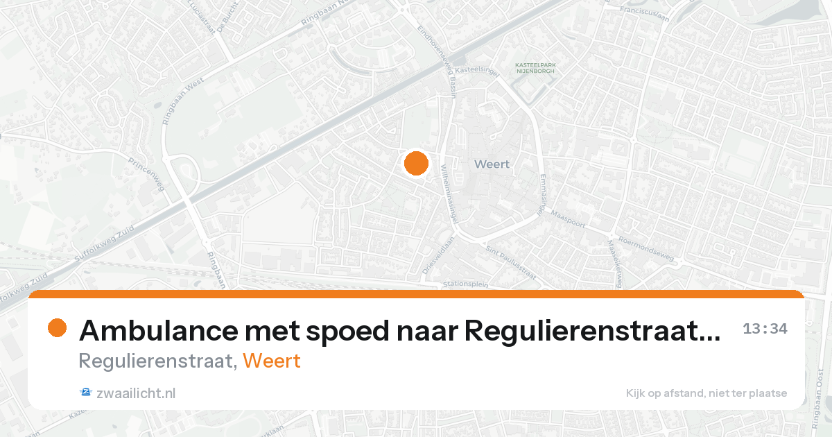 Ambulance met spoed naar Regulierenstraat in Weert — 22 aug 2026