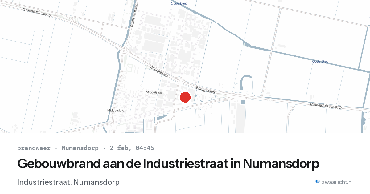 Gebouwbrand aan de Industriestraat in Numansdorp — 2 feb 2026
