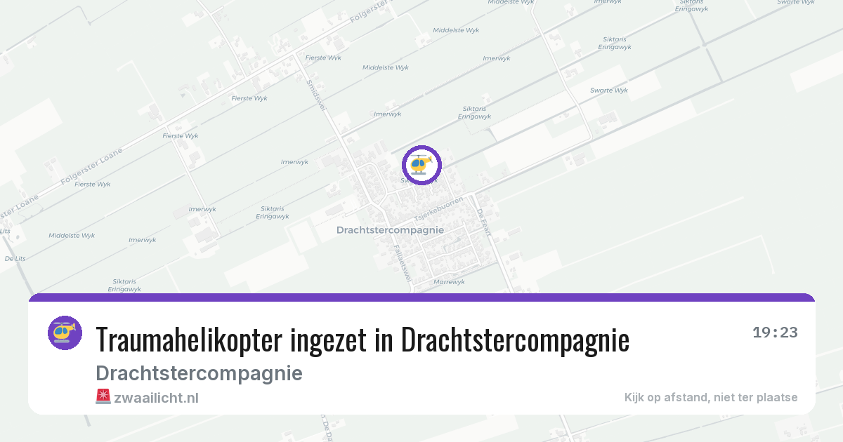 Traumahelikopter ingezet in Drachtstercompagnie — 20 jun 2026 | 🚨 Zwaailicht.nl