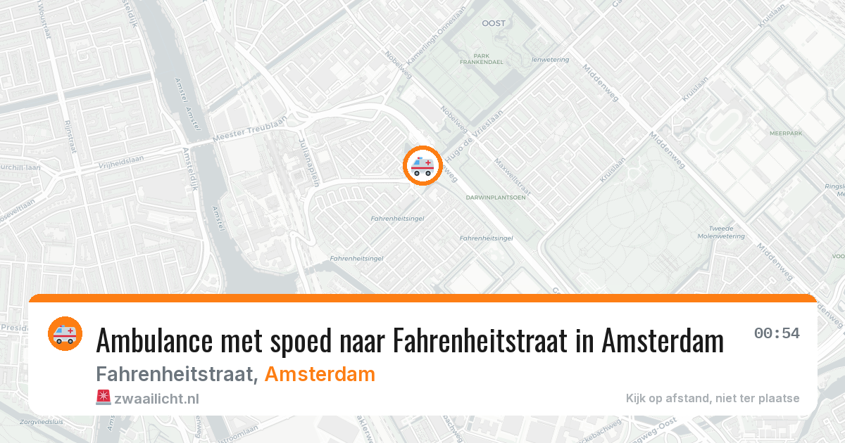 Ambulance met spoed naar Fahrenheitstraat in Amsterdam — 10 aug 2026