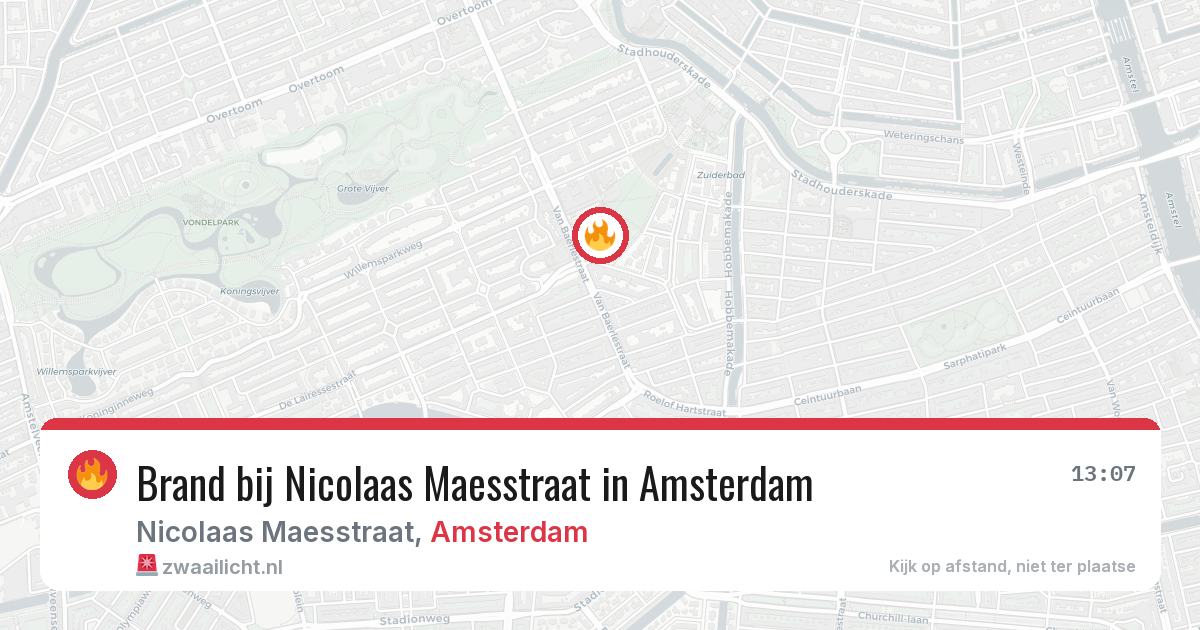 Brand bij Nicolaas Maesstraat in Amsterdam — 9 aug 2026