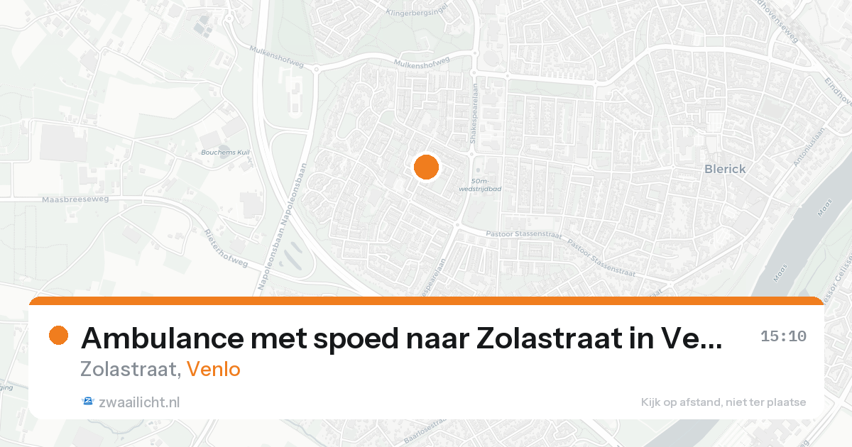 Ambulance met spoed naar Zolastraat in Venlo — 19 aug 2026