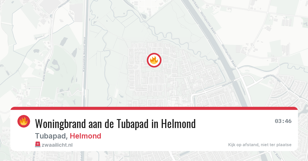 Woningbrand aan de Tubapad in Helmond — 15 aug 2026