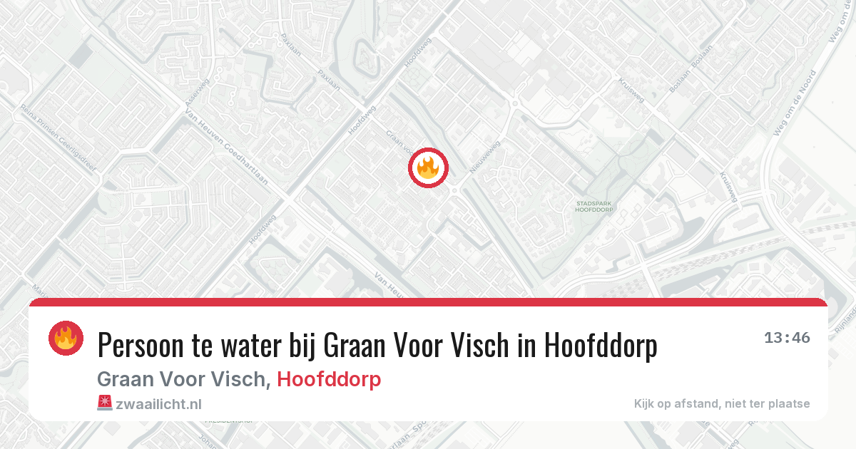 Persoon te water bij Graan Voor Visch in Hoofddorp — 17 jul 2026