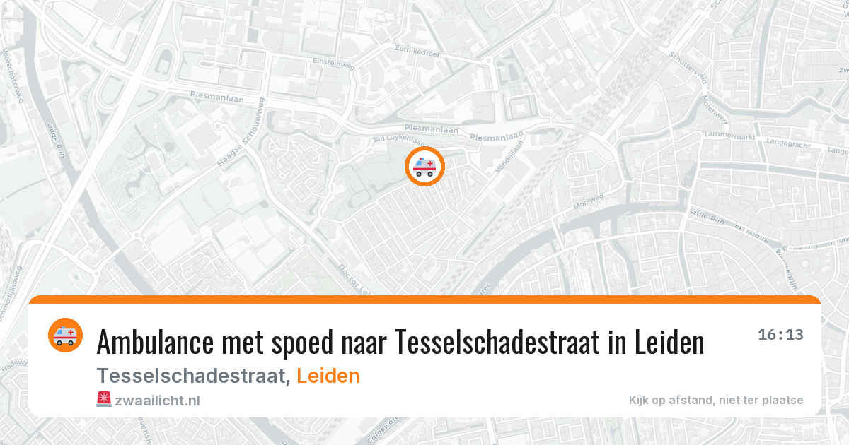 Ambulance met spoed naar Tesselschadestraat in Leiden — 26 jun 2026